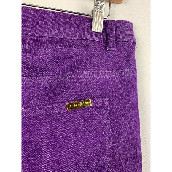 Iman Purple Denim Straight Leg Pants W/ Gold Accents & Stretch - Picture 6 of 6